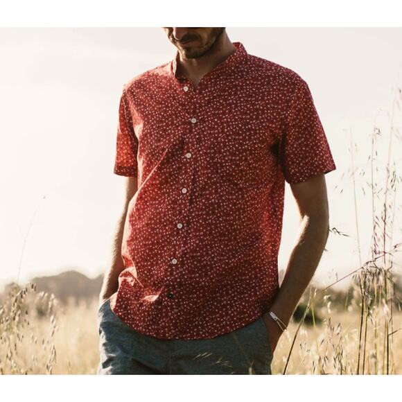 Taylor Stitch Red Casual Button Down Shirt with Geometric Pattern - Picture 1 of 12